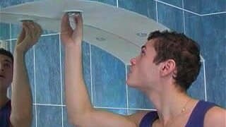 Dirty granny gets down with a worker in the washroom. Watch age ain't nothing but a number in this mature movie.